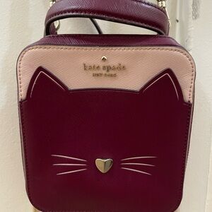 kate spade New York Burgundy & Blush Cat Crossbody Bag